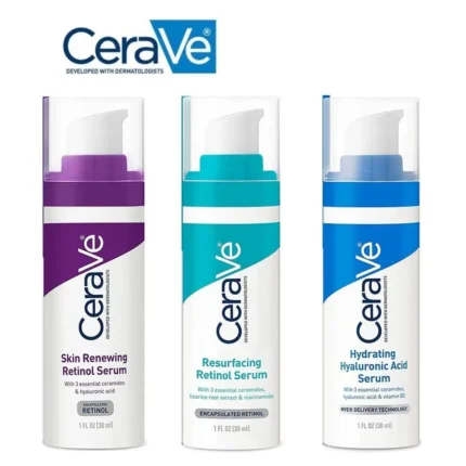 CeraVe Professional Skin Resurfacing & Renewing Trio: Retinol Serum, Resurfacing Serum, Hyaluronic Acid Serum